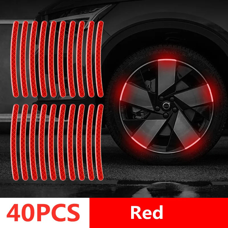 40Pcs Colorful Reflective Wheel Strips: Stylish Hub Stickers for Cars and Motorcycles
