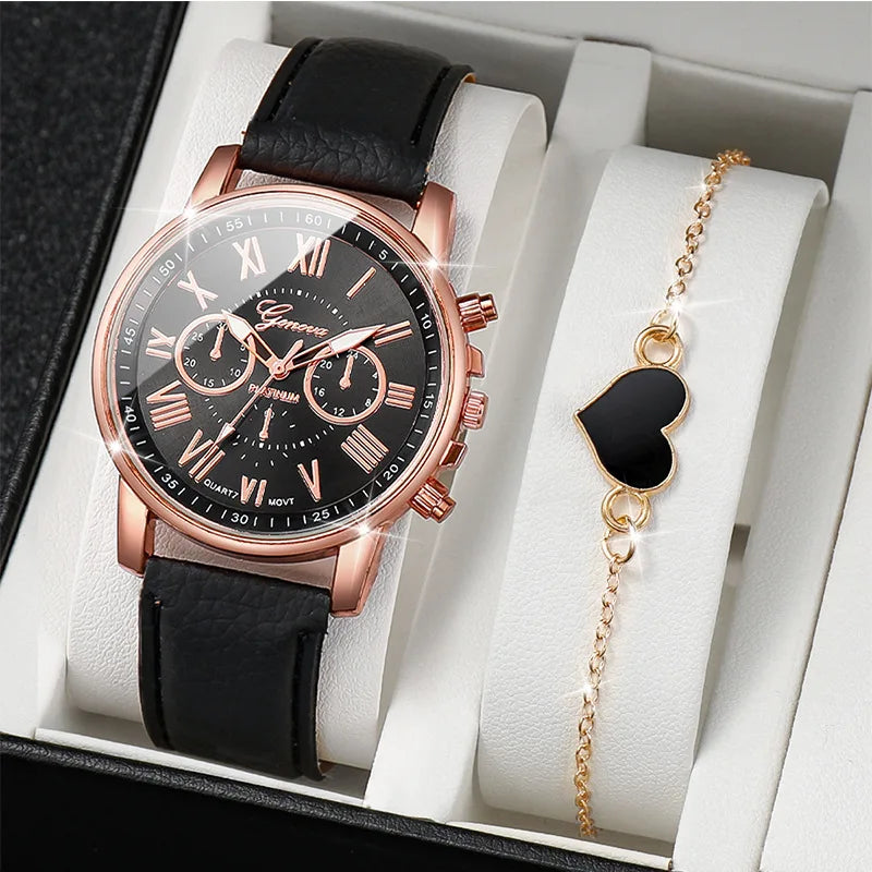 Stylish Wristwear Ensemble: 5/6-Piece Analog Watch and Jewelry Set for Women