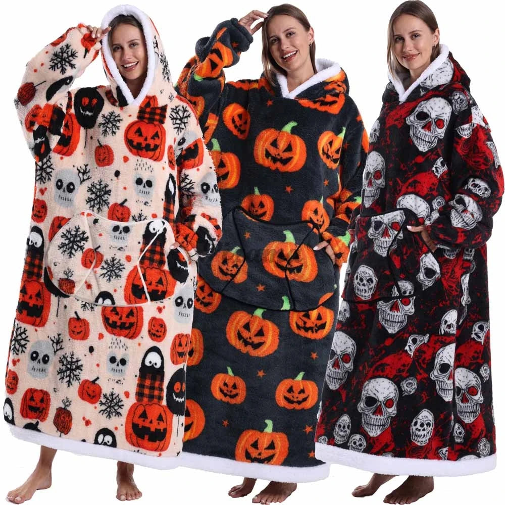 Wearable Sherpa Blanket Hoodie: Perfect for Halloween and Holiday Comfort