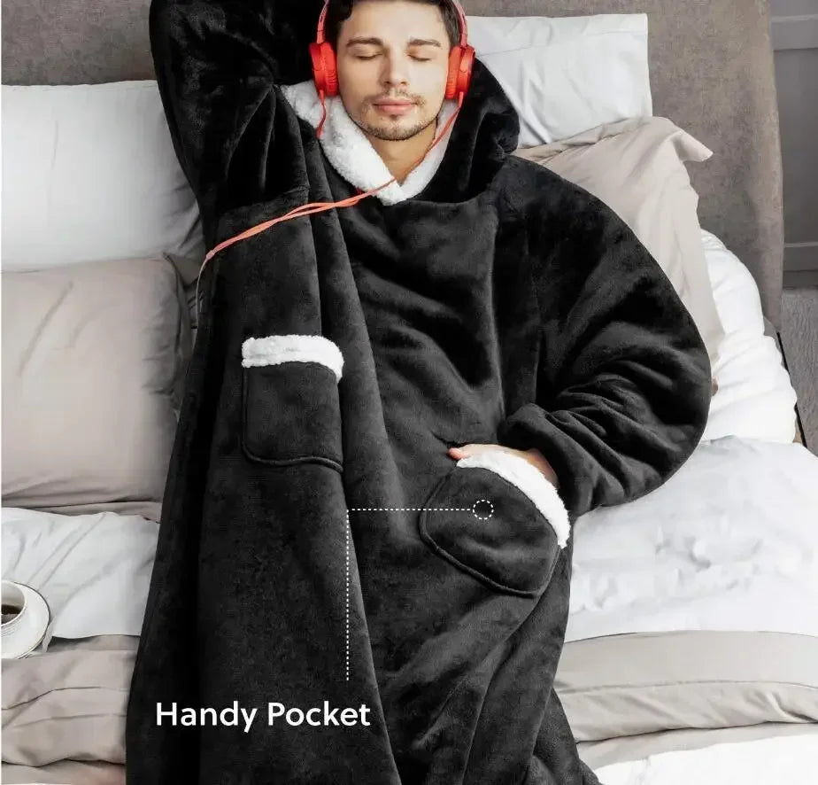 Giant TV Blanket Sweatshirt: Cozy Flannel Hoodie for Men and Women