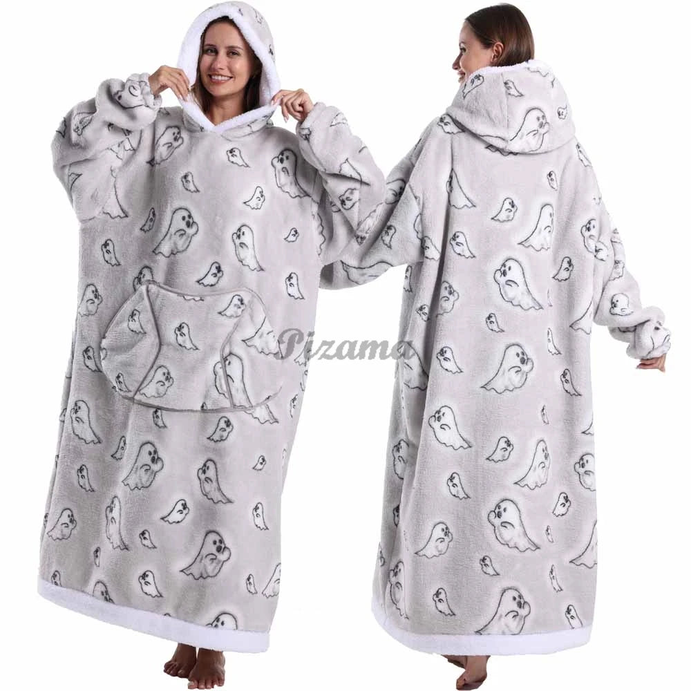 Wearable Sherpa Blanket Hoodie: Perfect for Halloween and Holiday Comfort