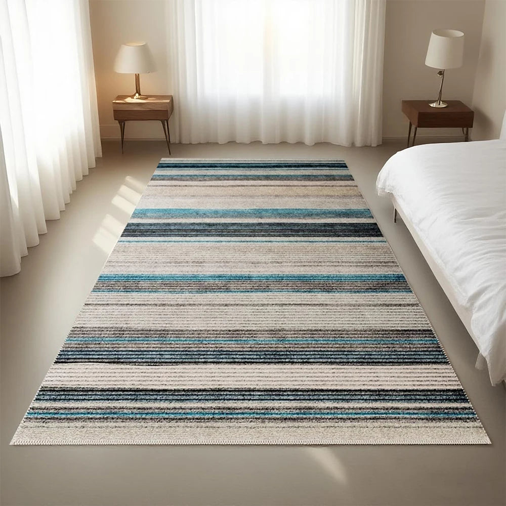 Vibrant Geometric Bedside Rug: Non-Slip Polyester Carpet for Home Decor