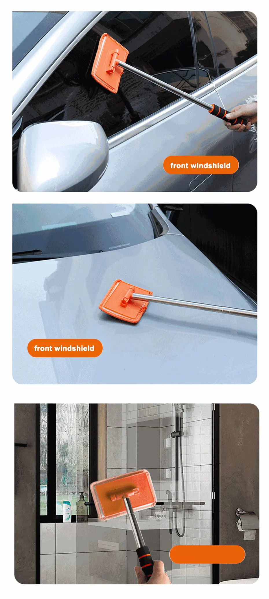Telescopic Car Windshield Cleaning Brush: Long Handle for Glass Cleaning