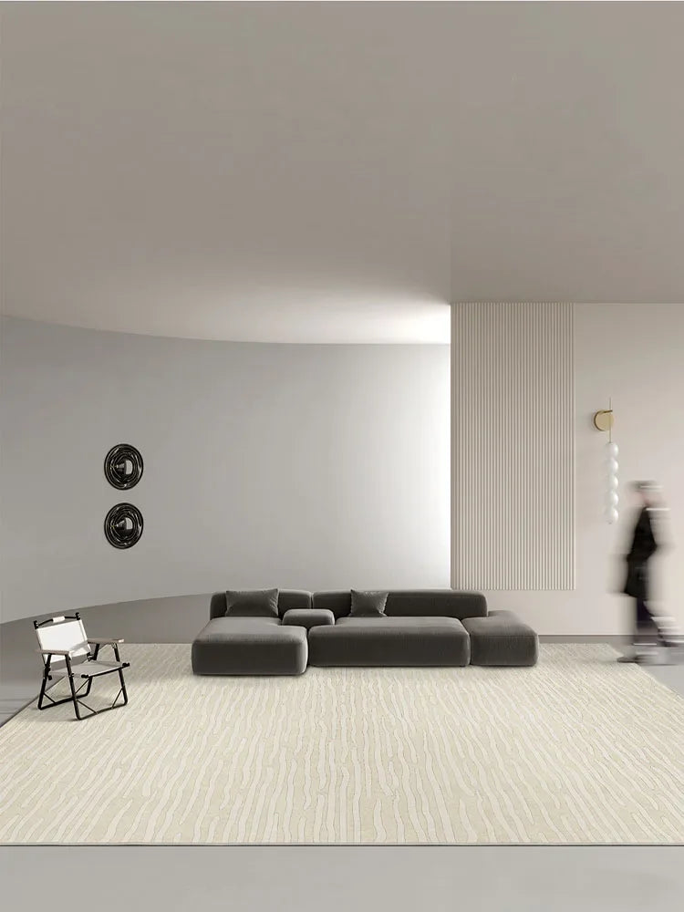 Versatile Minimalist Beige Lines Area Rug: Elevate Any Space