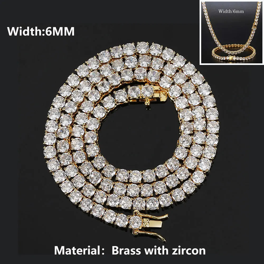 Iced Out Elegance: Single Row Cubic Zirconia Necklace for Men and Women