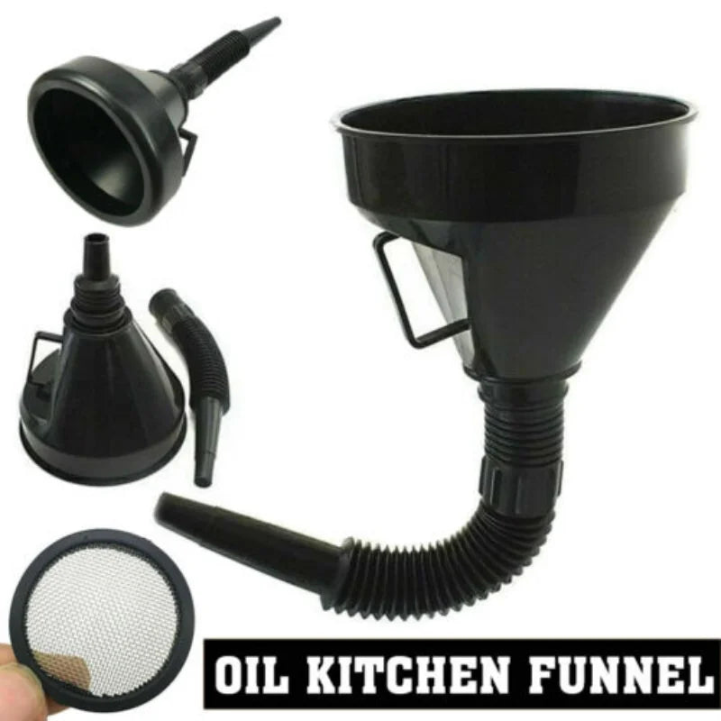 Car Engine Refueling Funnel: Includes Filter and Extension Pipe