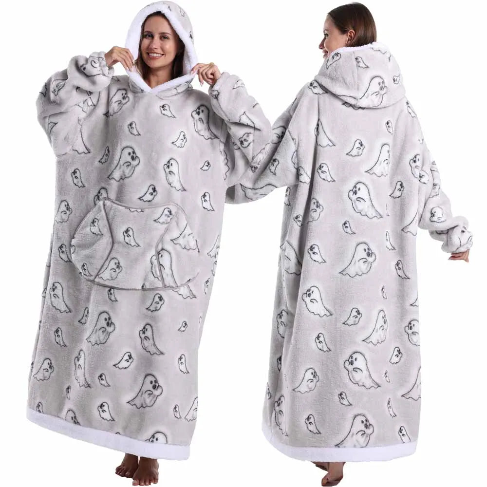 Wearable Sherpa Blanket Hoodie: Perfect for Halloween and Holiday Comfort