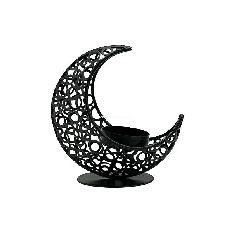 Celestial Candle Holder: Elegant Moon and Star Design for Festive Decor
