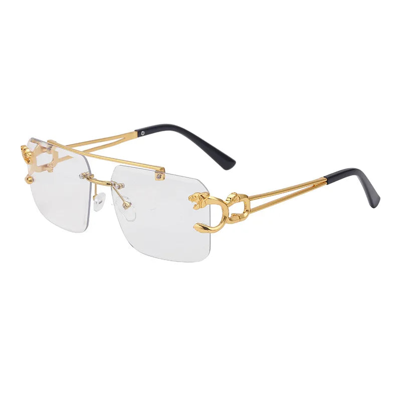 Unisex Leopard Rimless Sunglasses: Stylish Eye Protection with UV400 Lenses