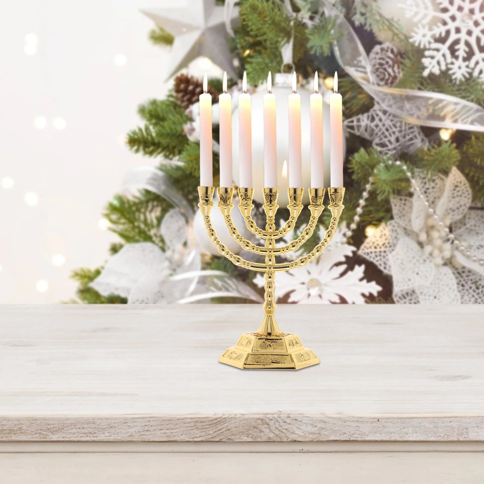 Religious Candlesticks: Elegant Vintage Menorah for Bedroom Decor