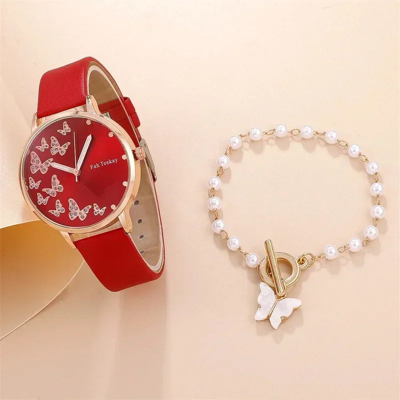 Elegant Butterfly Watch Set: Timeless Style with Sparkling Details