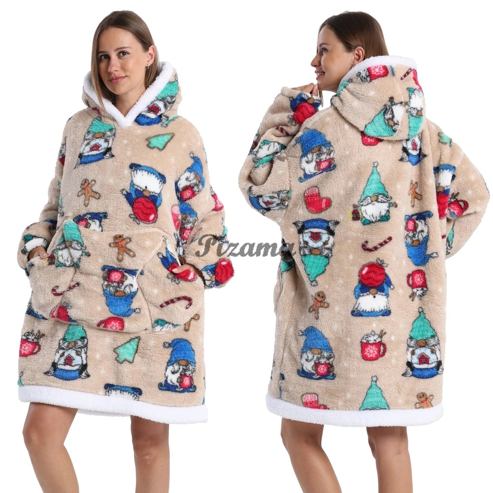 Oversized Wearable TV Blanket: Cozy Full Sleeve Sweatshirt for Halloween and Christmas