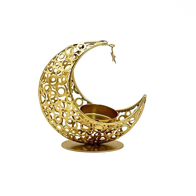 Celestial Candle Holder: Elegant Moon and Star Design for Festive Decor