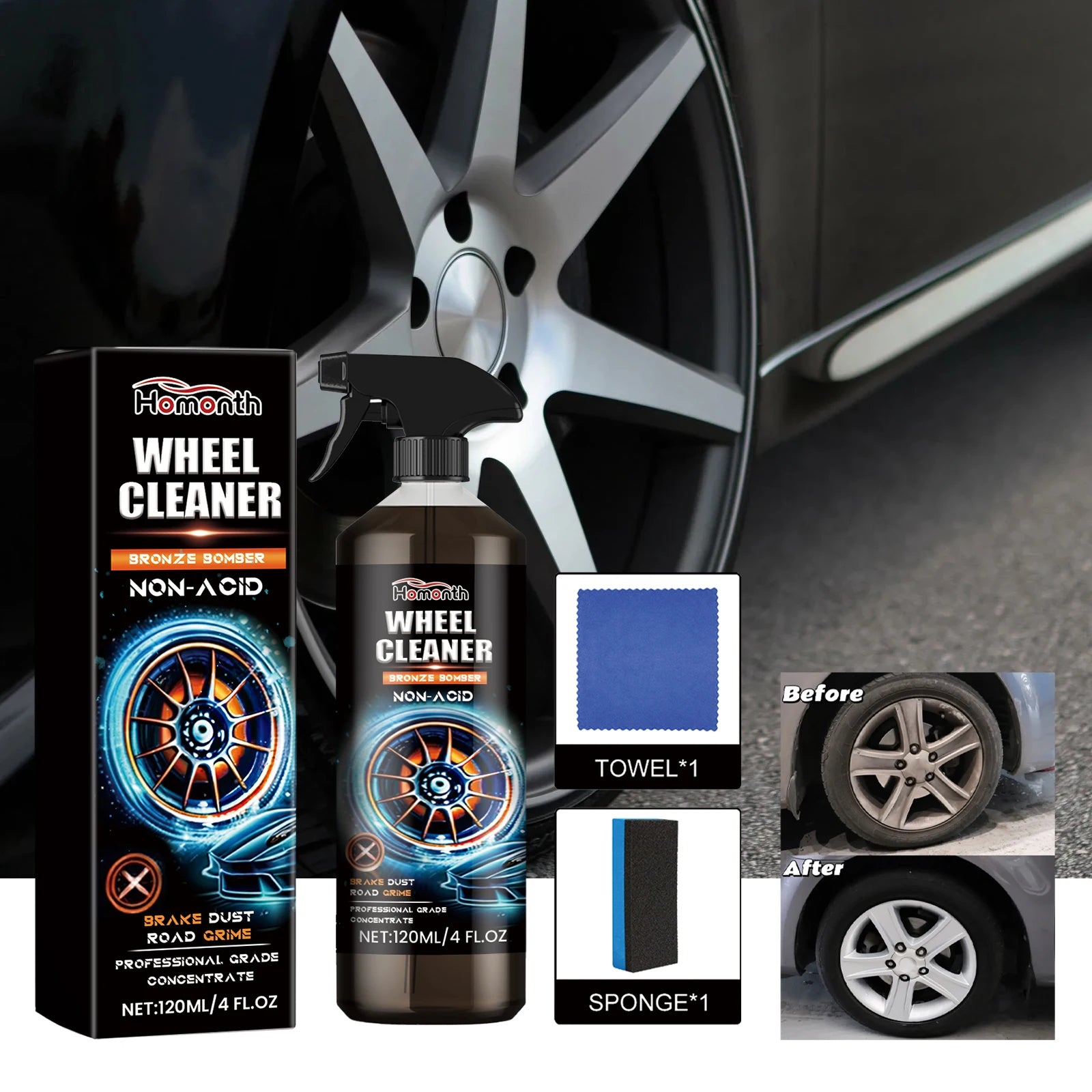 Car Wheel Cleaner Spray: 120ml Tyre Polish for Dirt Removal and Maintenance