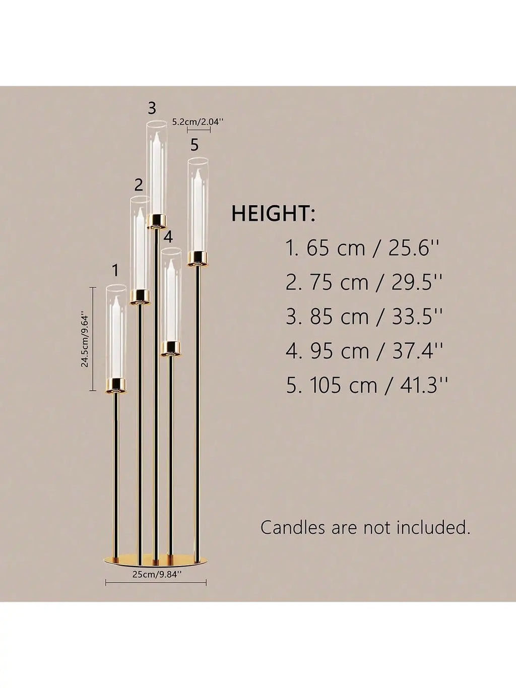 Elegant Gold Candle Display: 5-Arm Centerpiece for Special Events