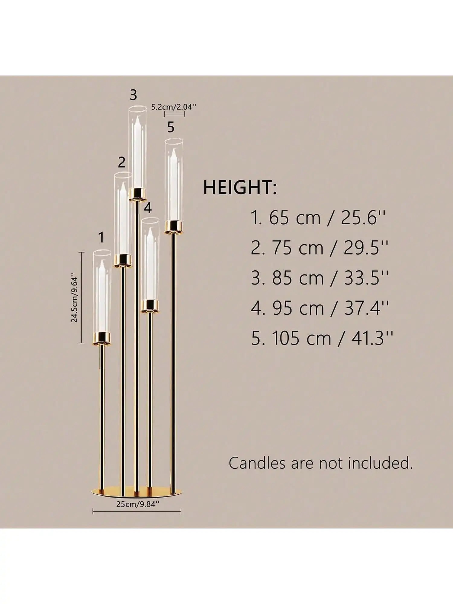 Elegant Gold Candle Display: 5-Arm Centerpiece for Special Events