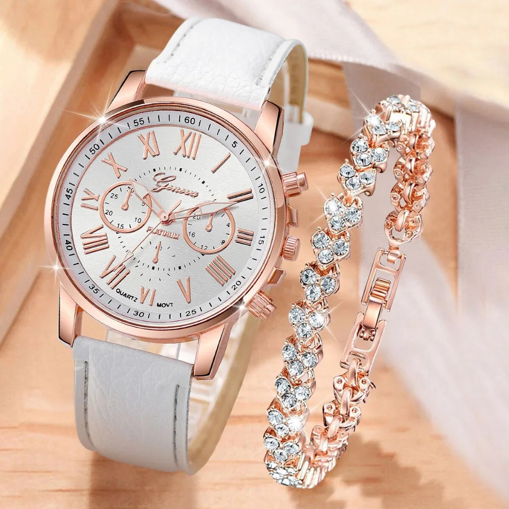Stylish Wristwear Ensemble: 5/6-Piece Analog Watch and Jewelry Set for Women