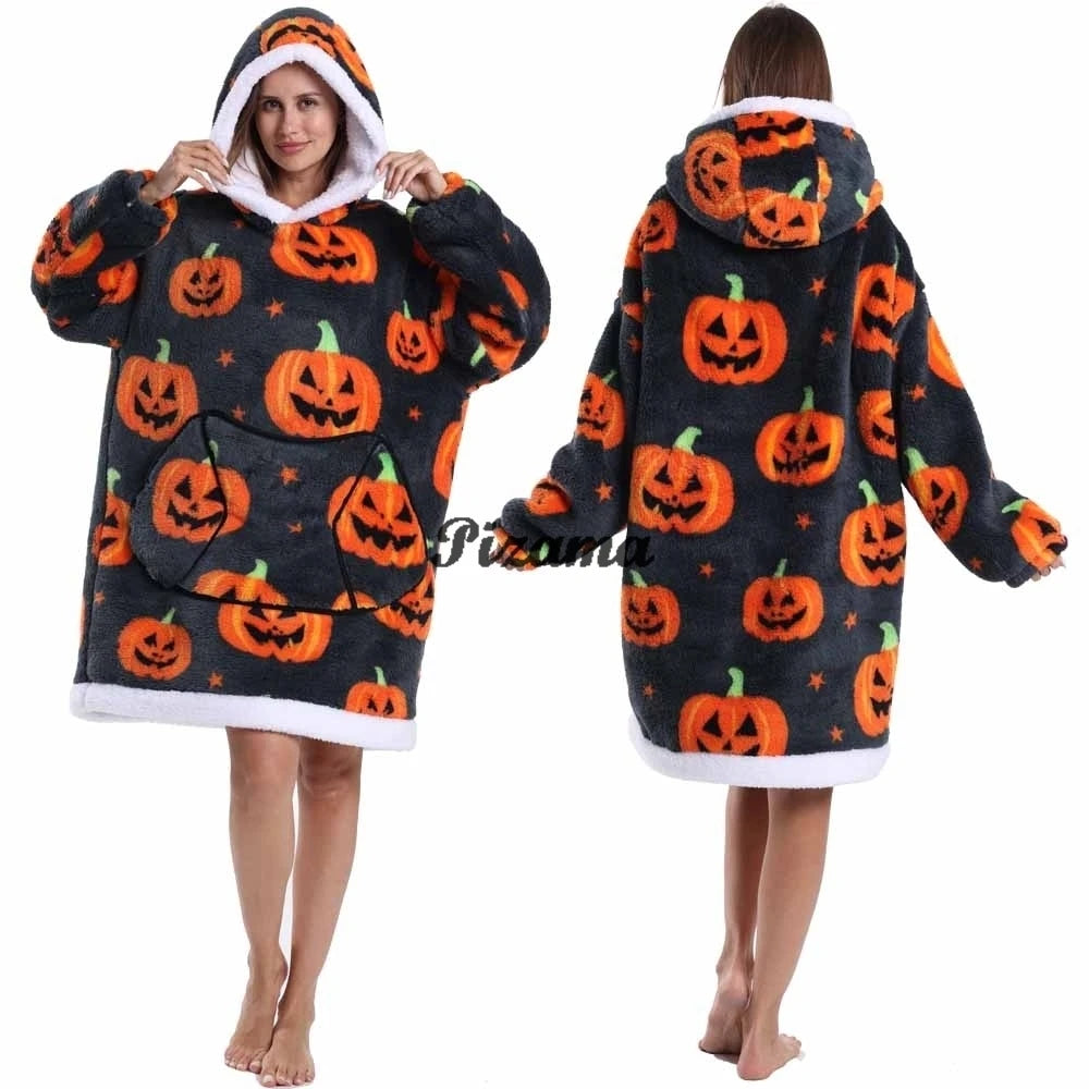 Oversized Wearable TV Blanket: Cozy Full Sleeve Sweatshirt for Halloween and Christmas