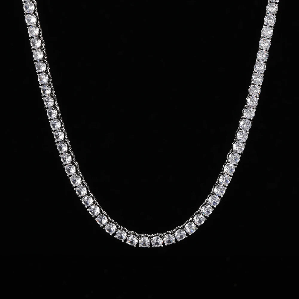 Iced Out Elegance: Single Row Cubic Zirconia Necklace for Men and Women