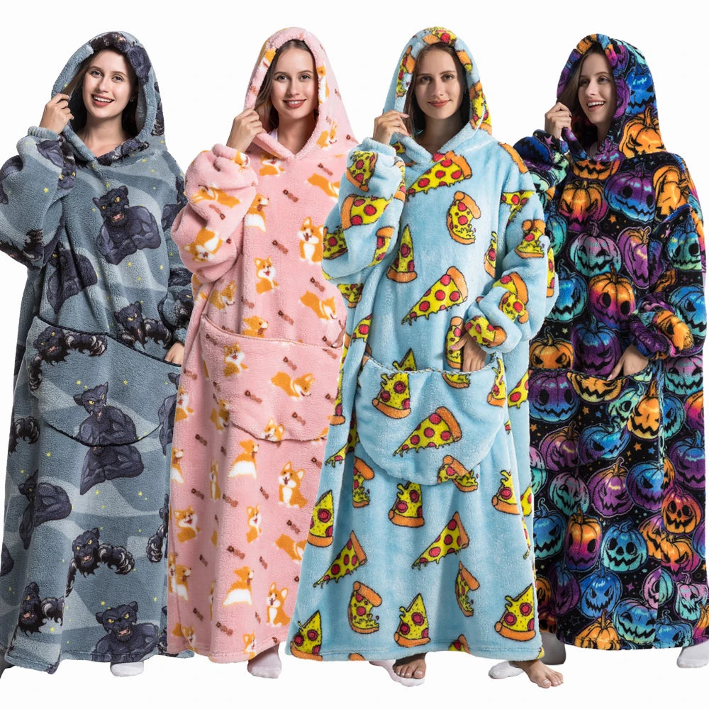 Animal Art Blanket Hoodie: Cozy Up in Creative Comfort