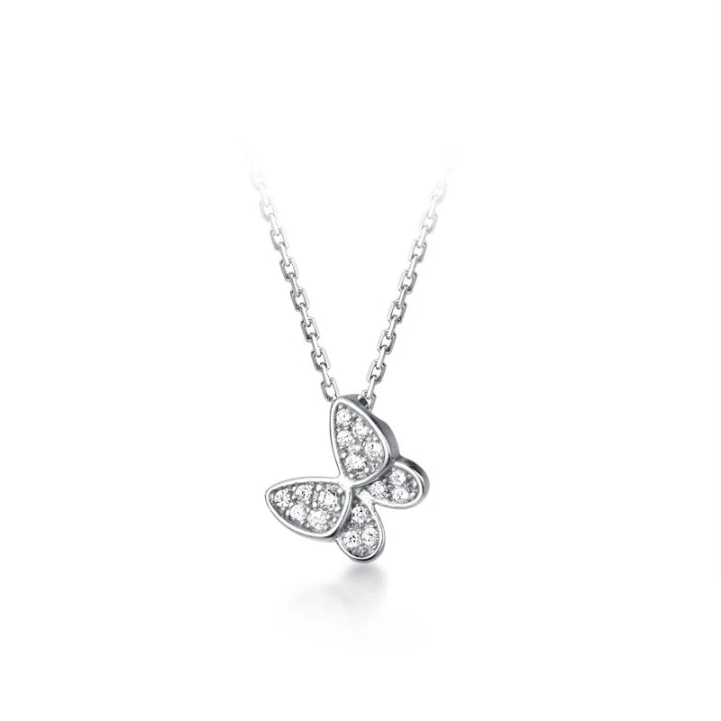 Dancing Butterfly Pendant: Sparkling Zircon in 925 Sterling Silver