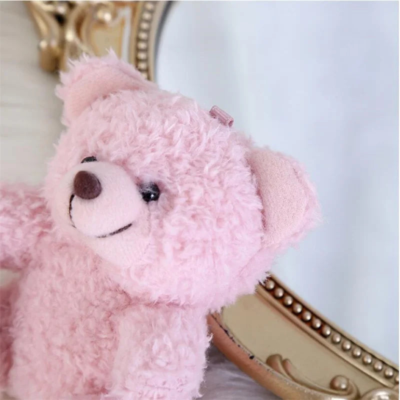 1PCS 10CM Seat Bear Roll Plush Toys Cartoon Mini Bear Doll Stuffed Animal Bag Car Keychain Pendant Doll 4 Colors Available