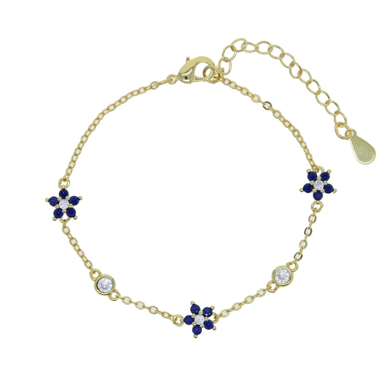 Spring Blossom: Colorful CZ Stone Flower Charm Necklace