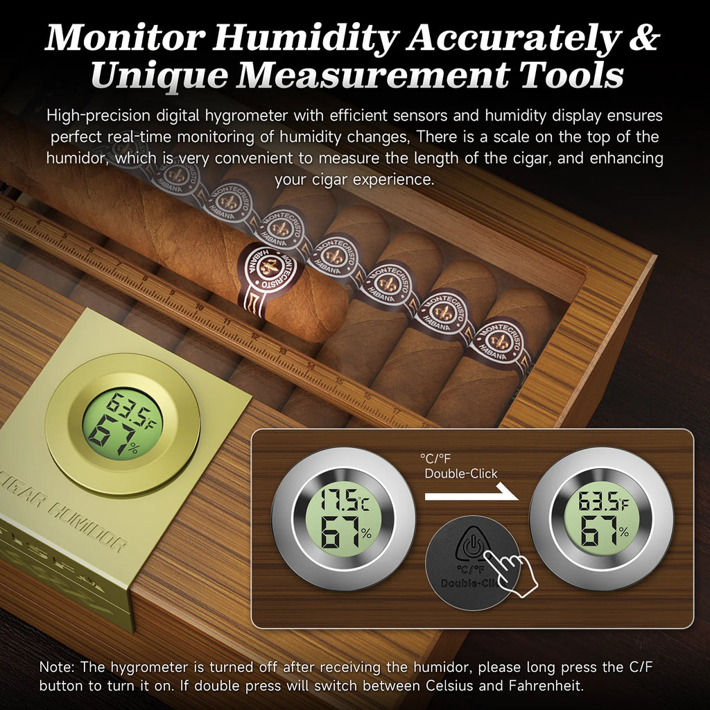 Cedar Cigar Box Humidor: Perfect Storage with Hygrometer and Divider