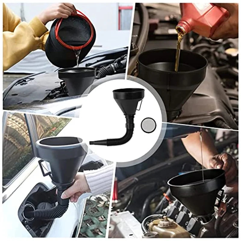 Car Engine Refueling Funnel: Includes Filter and Extension Pipe