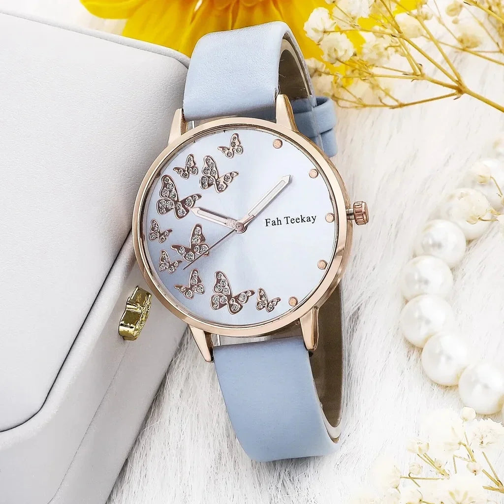 Elegant Butterfly Watch Set: Timeless Style with Sparkling Details