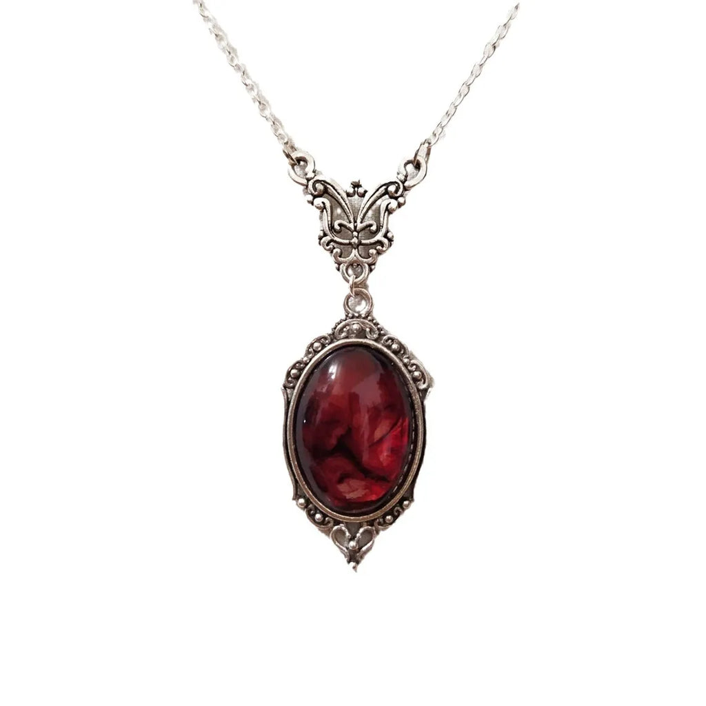 Vintage Gothic Pendant: Enchanting Crystal Cameo for Dark Elegance
