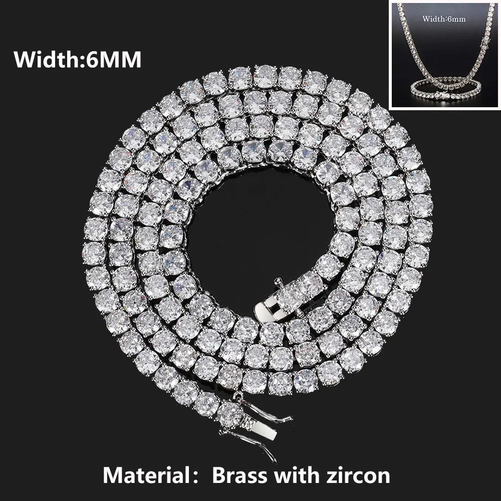 Iced Out Elegance: Single Row Cubic Zirconia Necklace for Men and Women