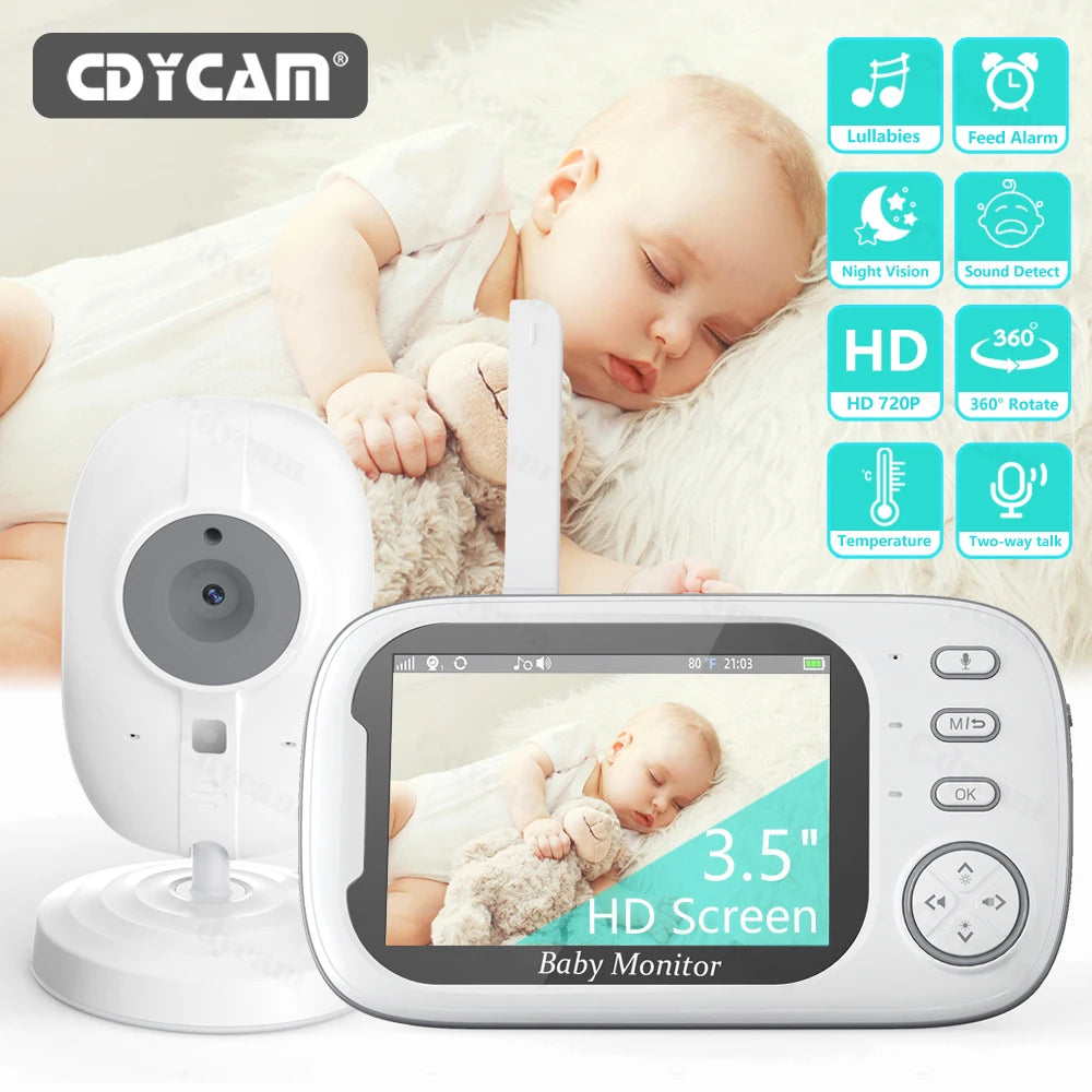 Wireless Baby Monitor: 3.5 Inch Screen with Night Vision & Two-Way Audio
