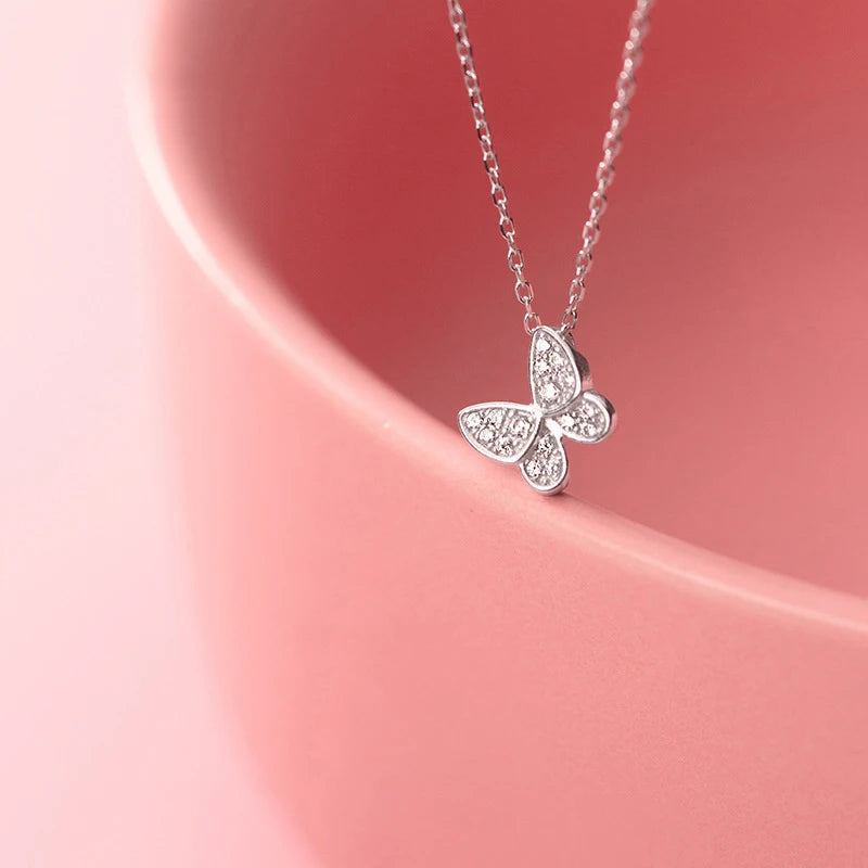 Dancing Butterfly Pendant: Sparkling Zircon in 925 Sterling Silver