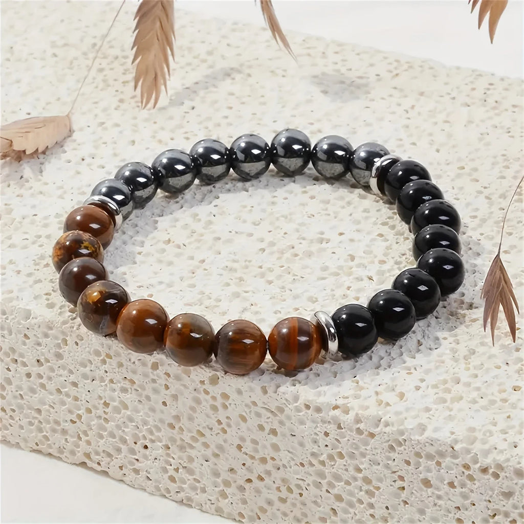 Protection Energy Bracelet: Harness Strength with Tiger Eye, Obsidian, & Hematite