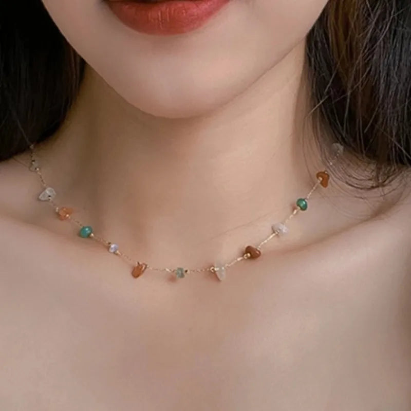 Charming Irregular Stone Pendant Necklace: Trendy Women's Jewelry