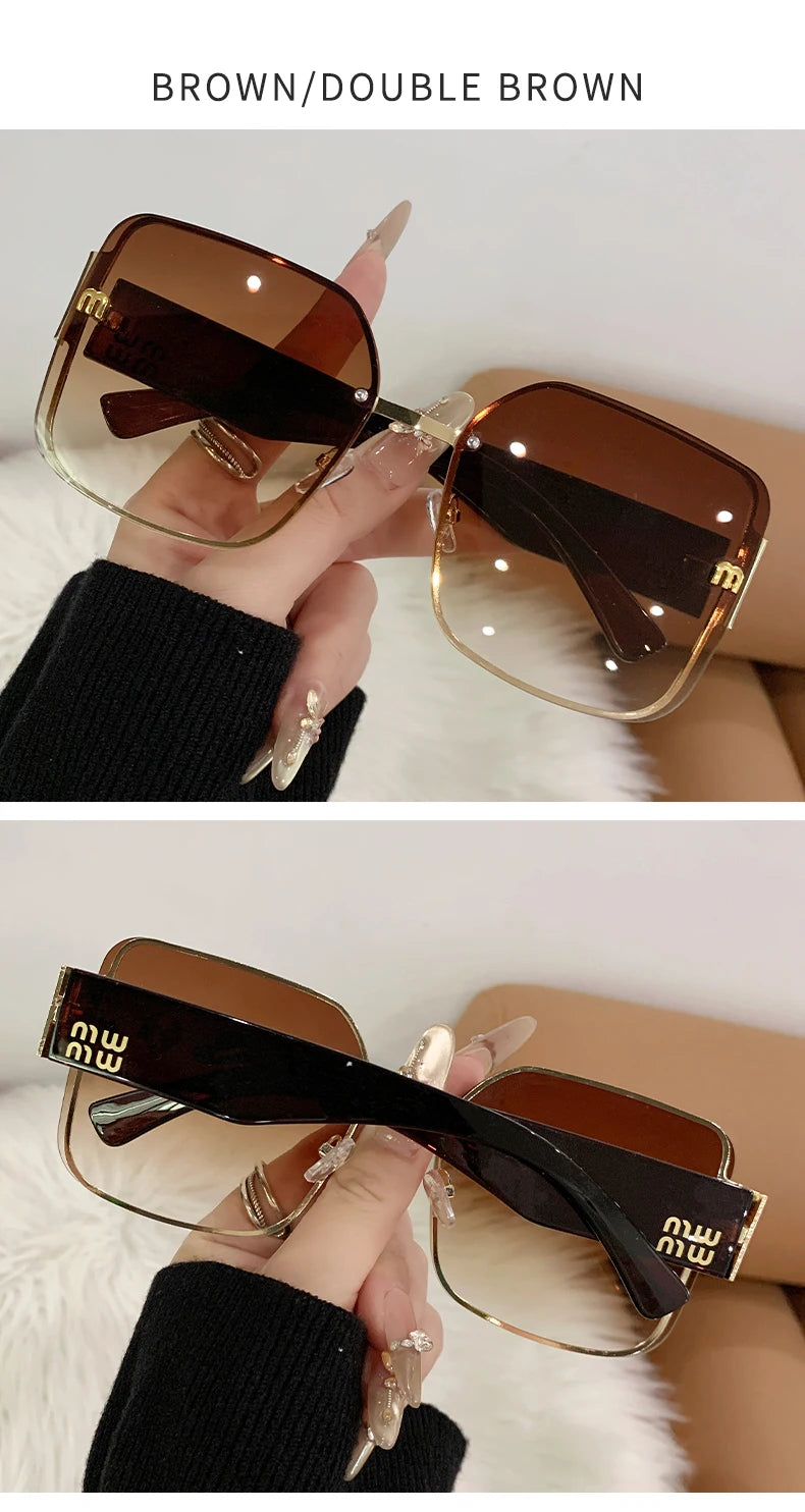2025 Trend: Frameless Edge Cut M Letters Light Luxury Sunglasses