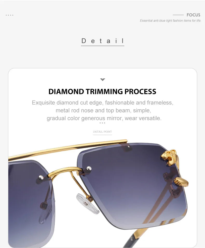 Unisex Leopard Rimless Sunglasses: Stylish Eye Protection with UV400 Lenses