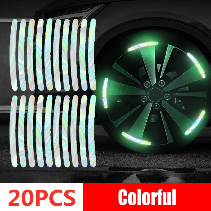 40Pcs Colorful Reflective Wheel Strips: Stylish Hub Stickers for Cars and Motorcycles