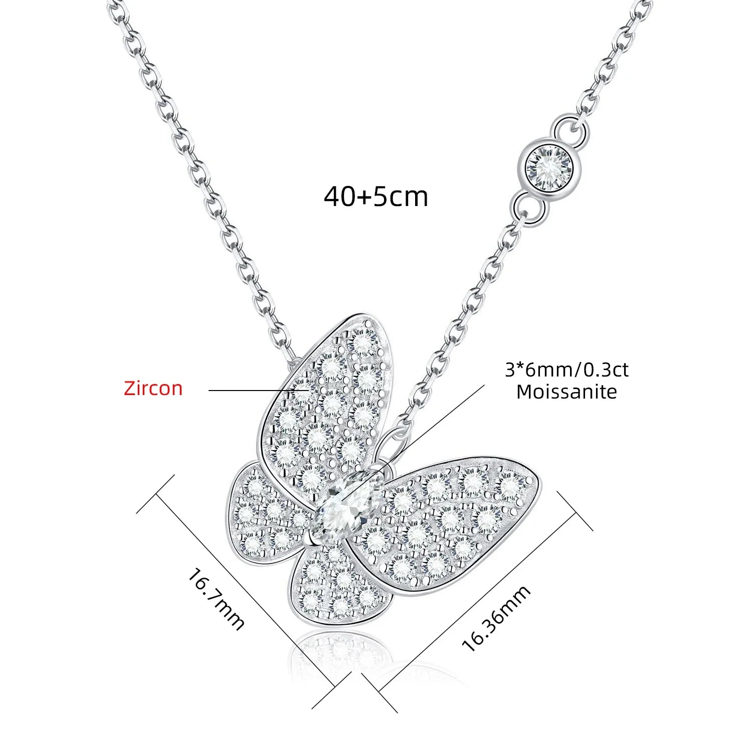 Elegant Butterfly Pendant: Dazzling Moissanite Necklace for Women