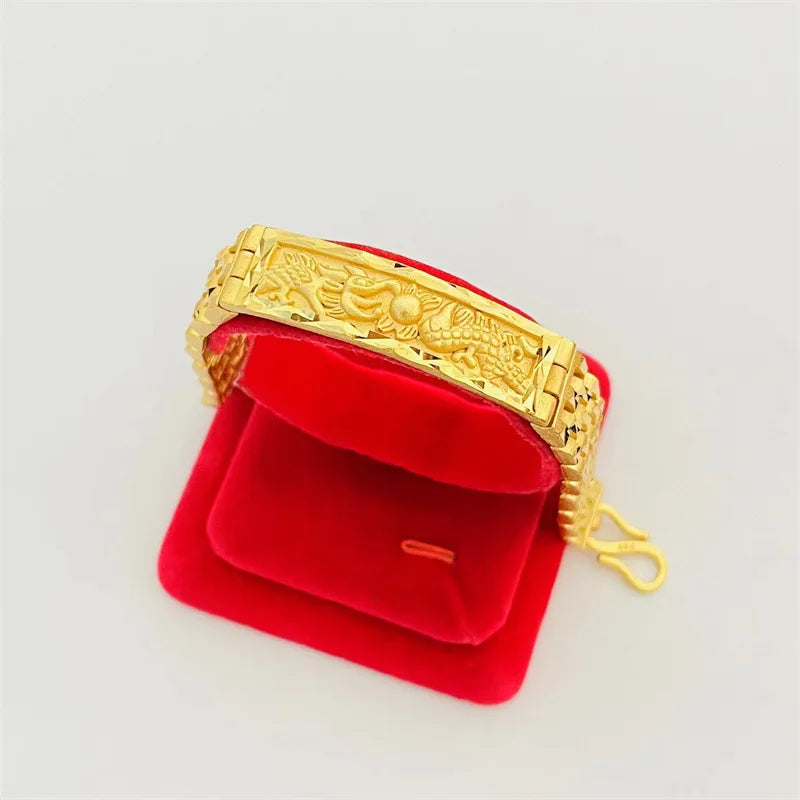 Mythical Elegance: 24K Gold Dragon and Phoenix Bracelet