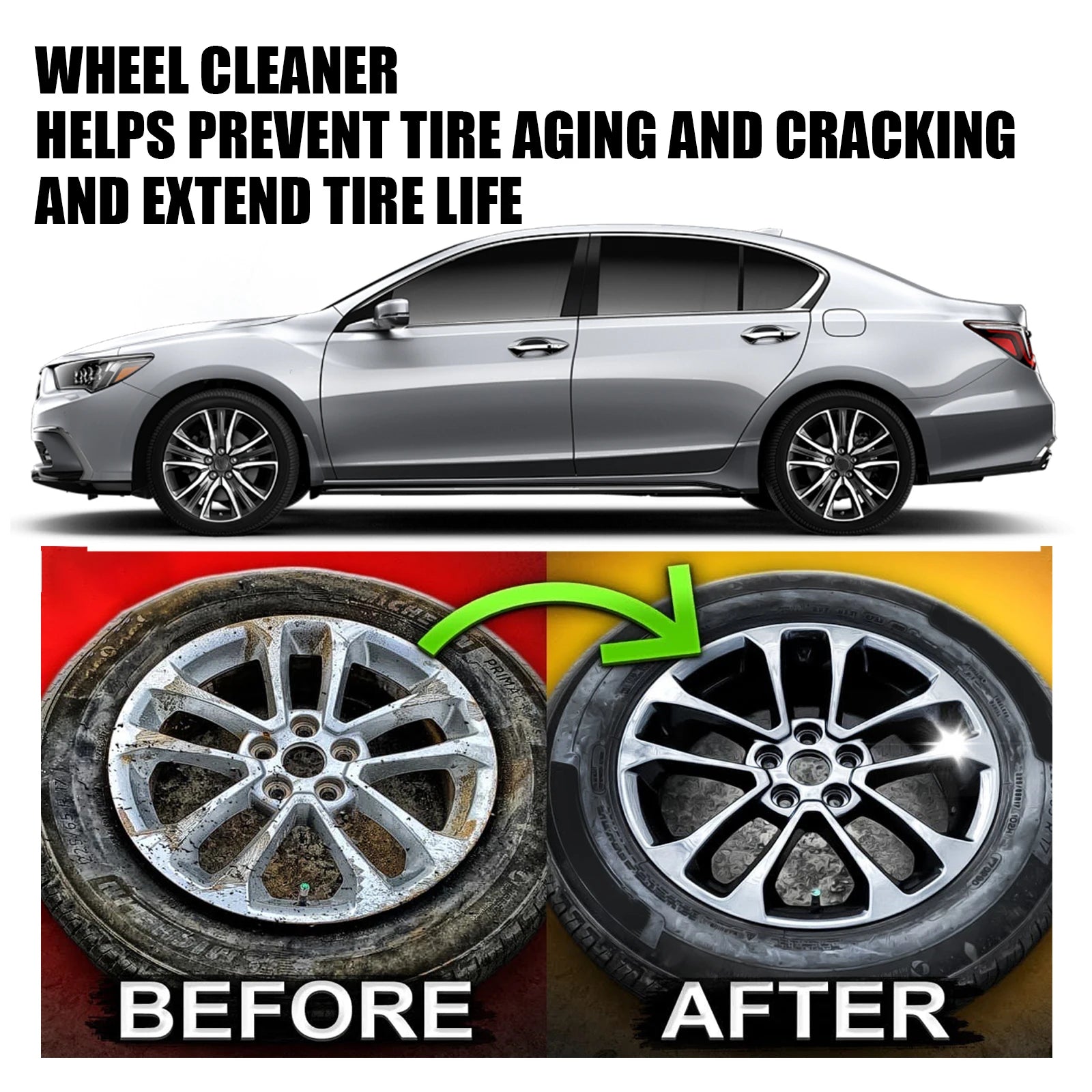 Car Wheel Cleaner Spray: 120ml Tyre Polish for Dirt Removal and Maintenance