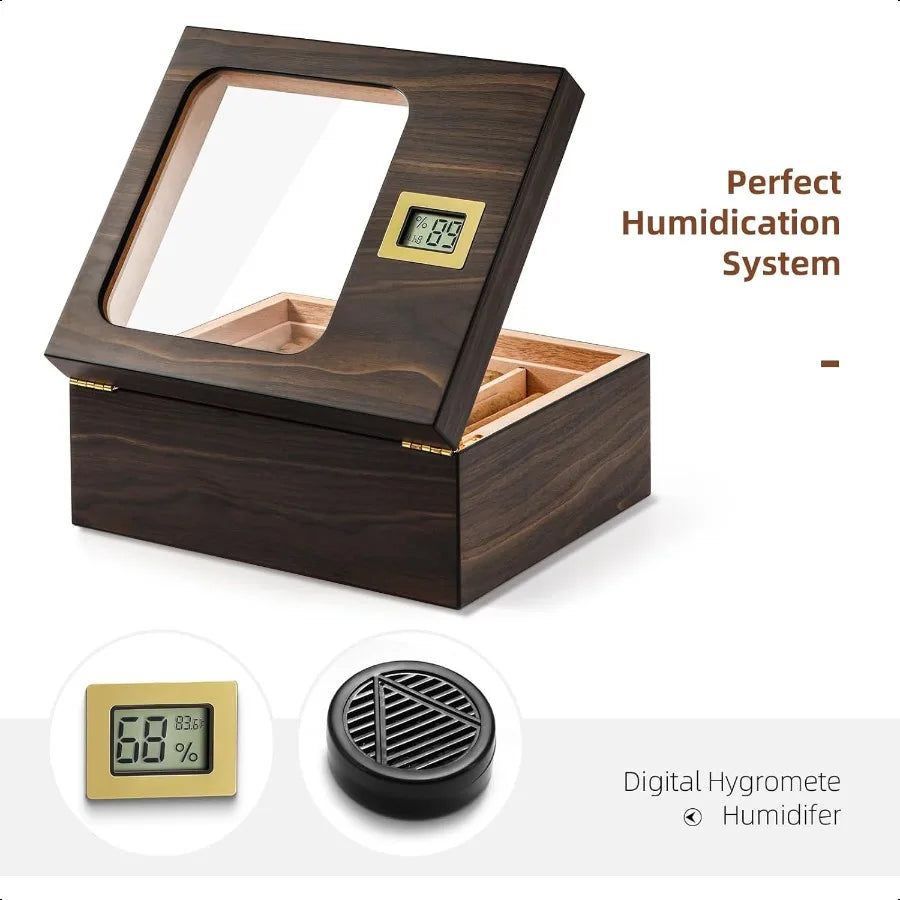 Luxury Cigar Experience: Stylish Humidor with Cedar Wood Tray and Dividers