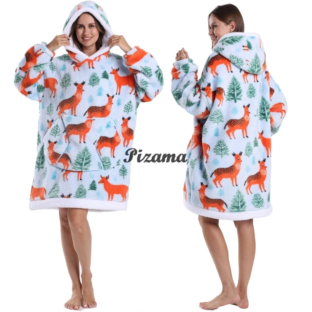 Oversized Wearable TV Blanket: Cozy Full Sleeve Sweatshirt for Halloween and Christmas