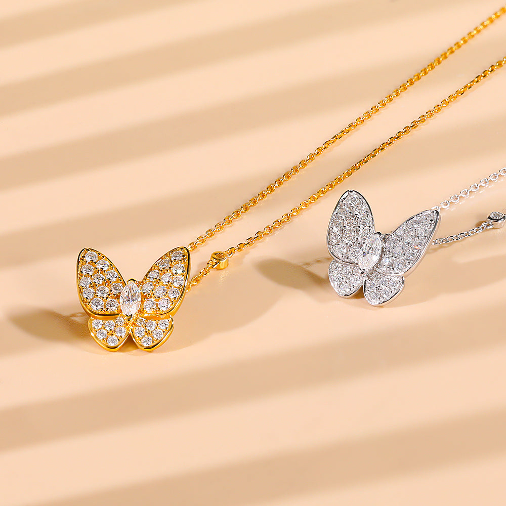 Elegant Butterfly Pendant: Dazzling Moissanite Necklace for Women