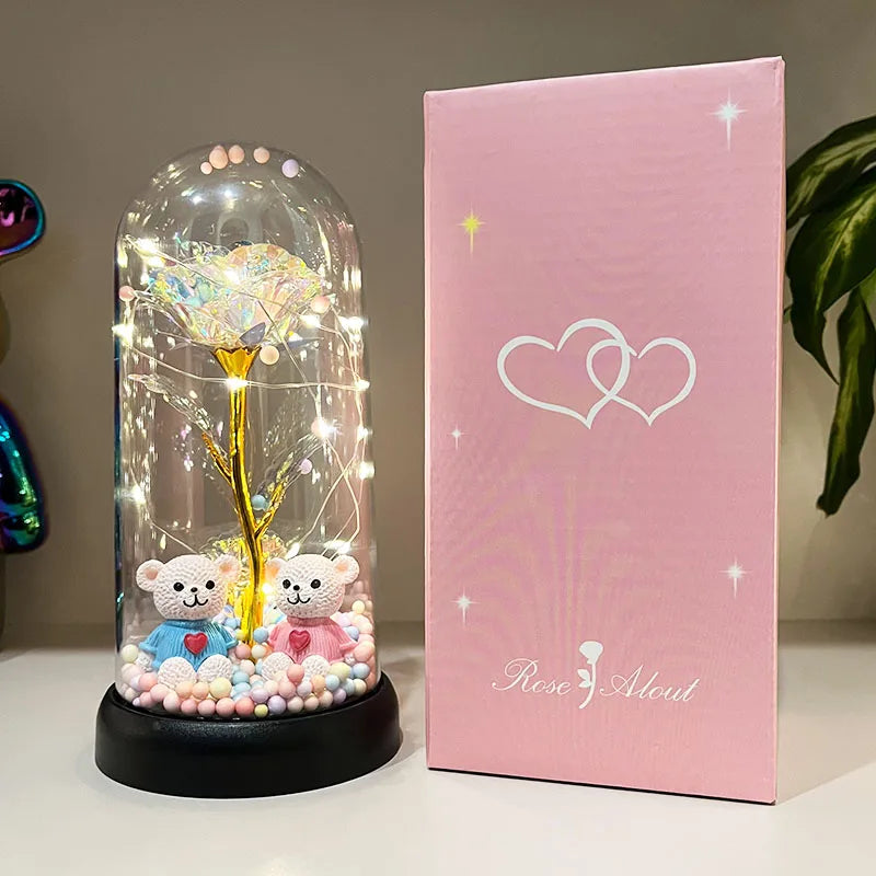 Enchanting Luminous Rose: Colorful Flower Gift for Women