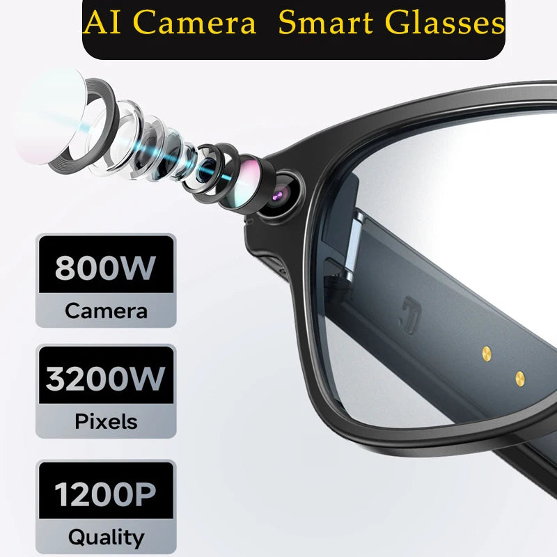 Visionary Audio Glasses: Smart Camera & Bluetooth Headset for Meetings & Travel