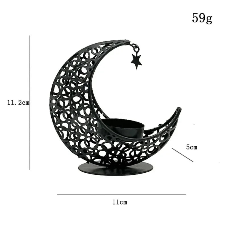 Celestial Candle Holder: Elegant Moon and Star Design for Festive Decor