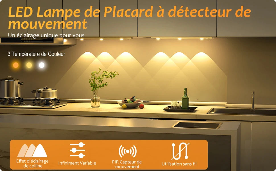 3-Color Dimmable LED Lamp: Perfect for Kitchen, Wardrobe, Bedroom, and Stairs