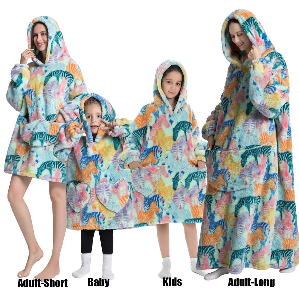 Animal Art Blanket Hoodie: Cozy Up in Creative Comfort